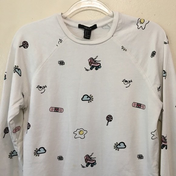 Forever 21 Roller Skate Eggs Print Crew Sweatshirt - Picture 3 of 7